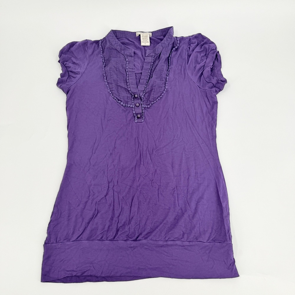 6 Degrees Henley Top Boho Y2K Womens Large Purple